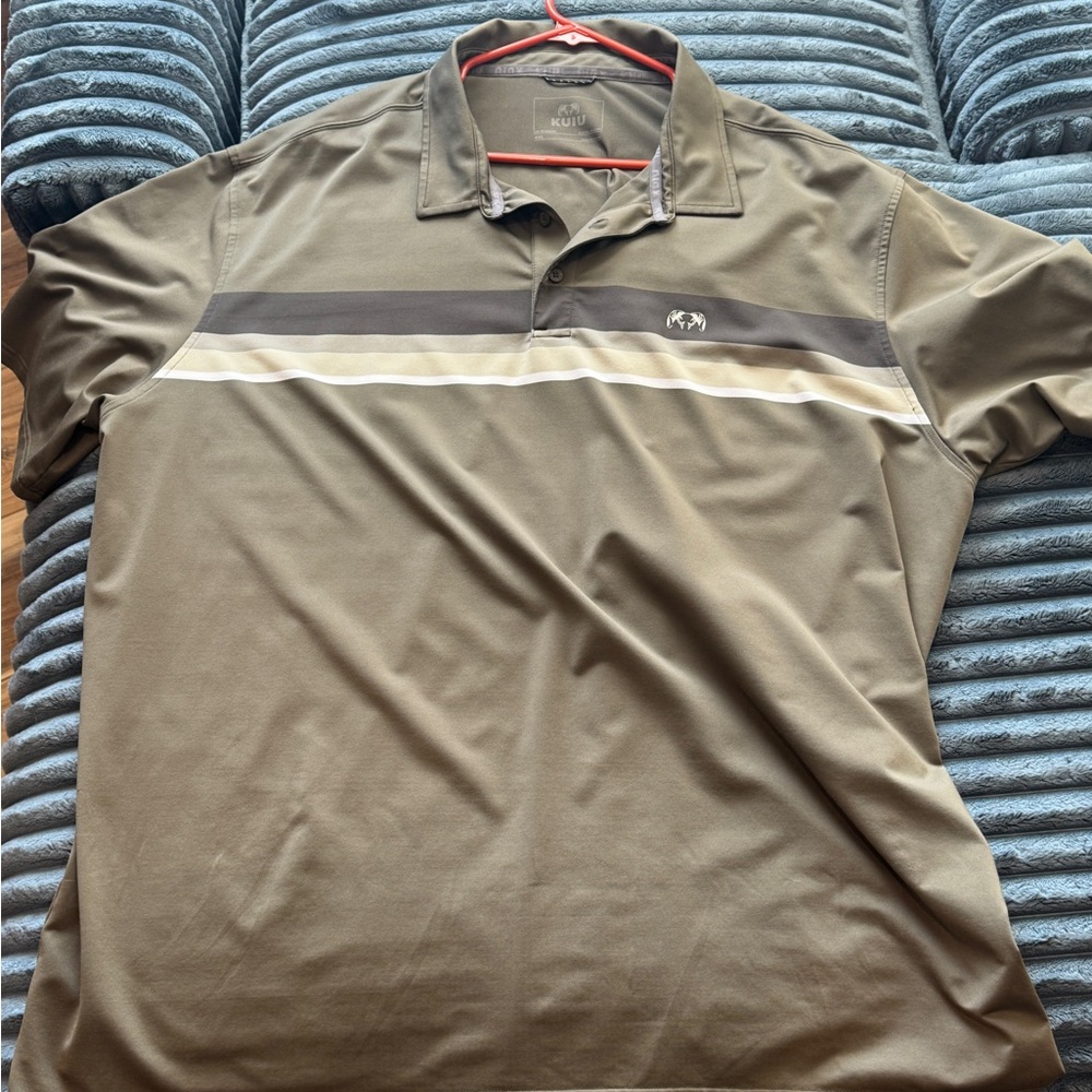 KUIU Olive and Brown Polo Shirt